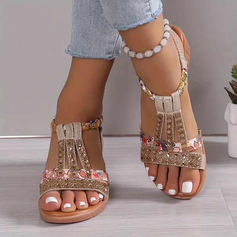 Inka™ - Boho Glam Strass-Keilsandaletten mit Flechtwerk [Letzter Tag Rabatt]