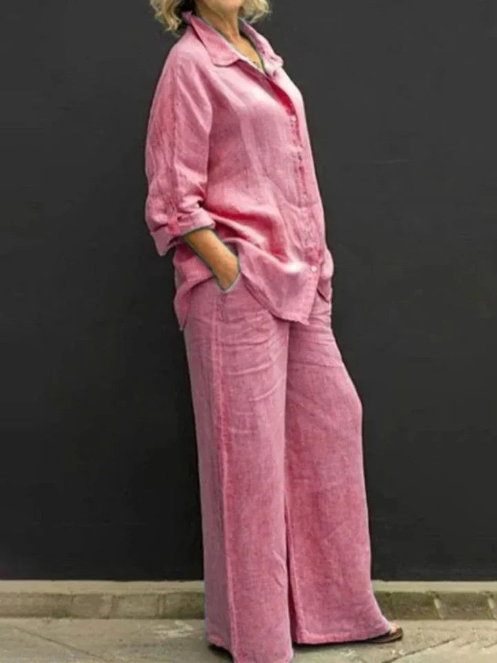 Valenzora | Linen ensemble with button placket