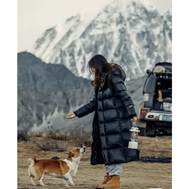 Valenzora - Long down jacket with fur collar