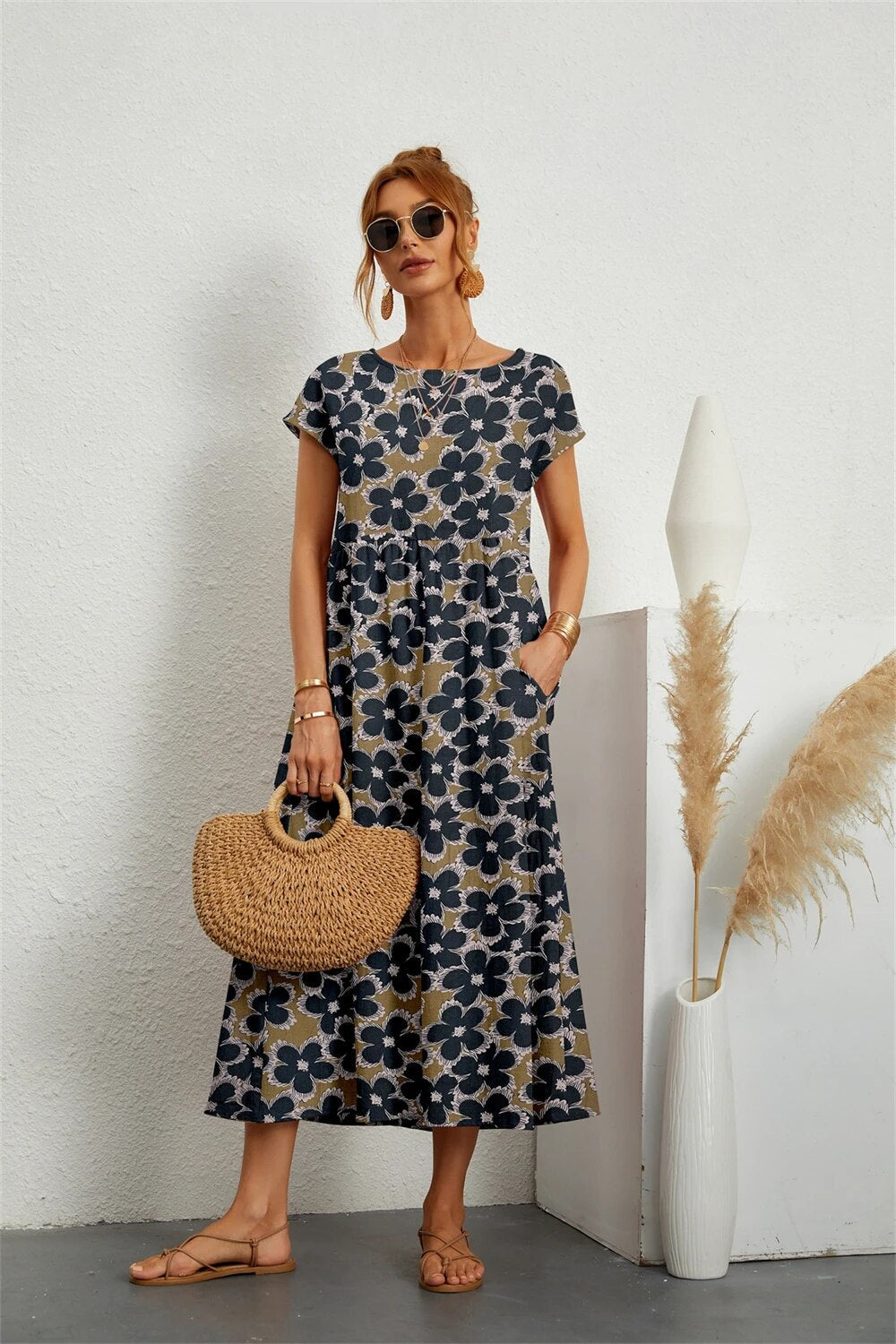 Valenzora | Fließendes Blumen-Midikleid für Damen