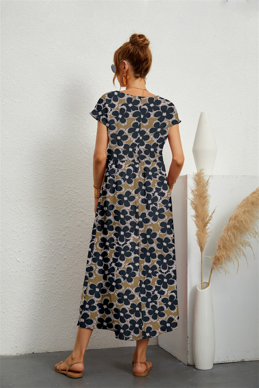 Valenzora | Fließendes Blumen-Midikleid für Damen