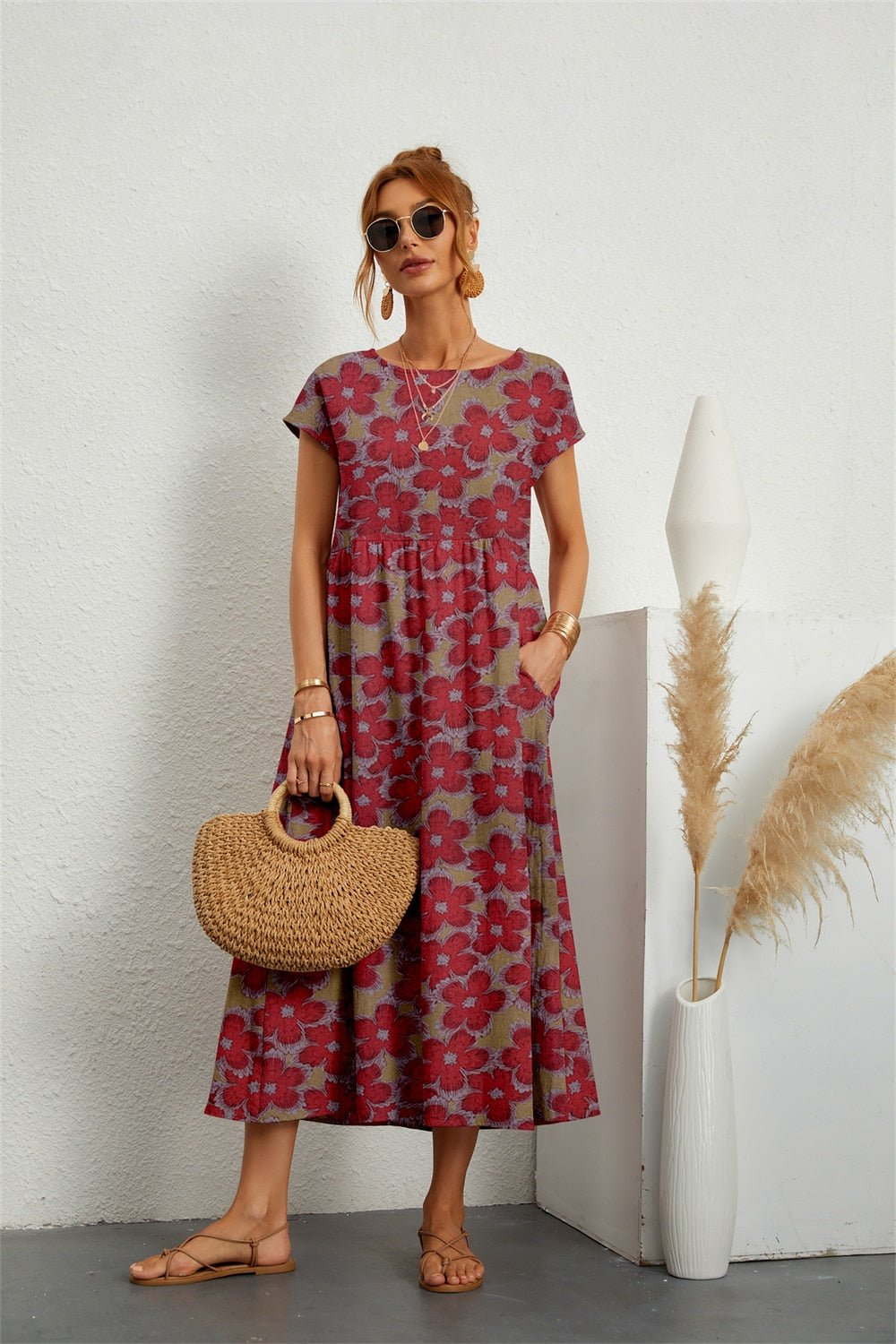 Valenzora | Fließendes Blumen-Midikleid für Damen