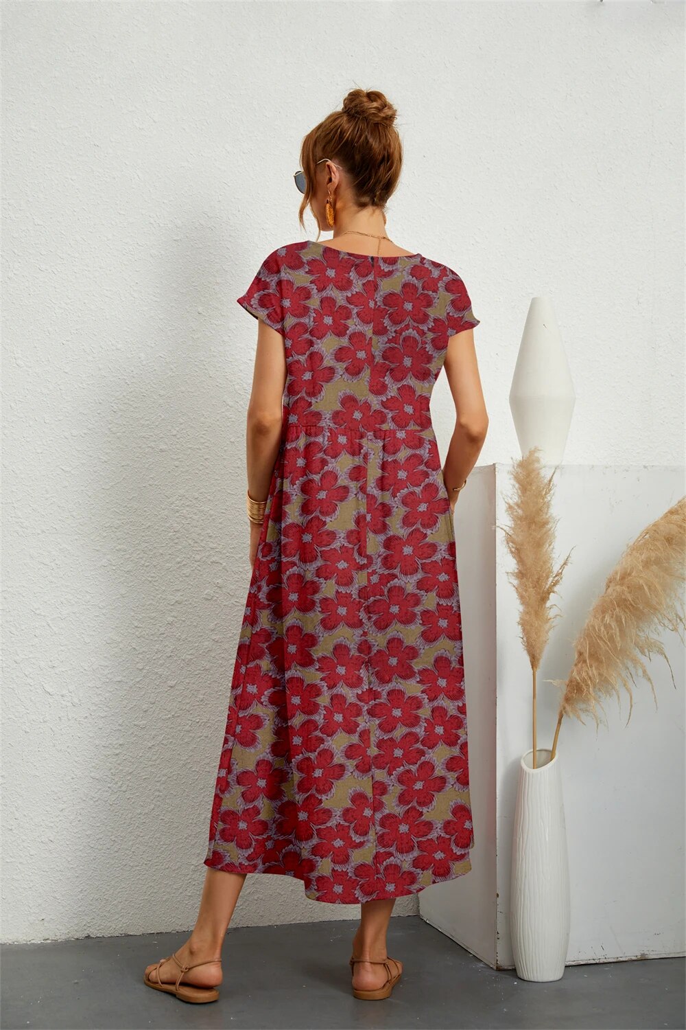 Valenzora | Fließendes Blumen-Midikleid für Damen