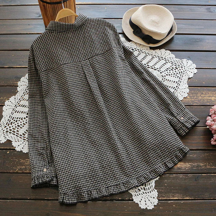 Valenzora | Checked Oversized Linen Shirt