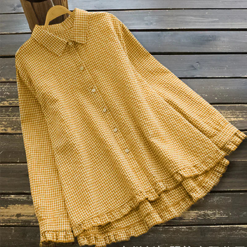 Valenzora | Checked Oversized Linen Shirt