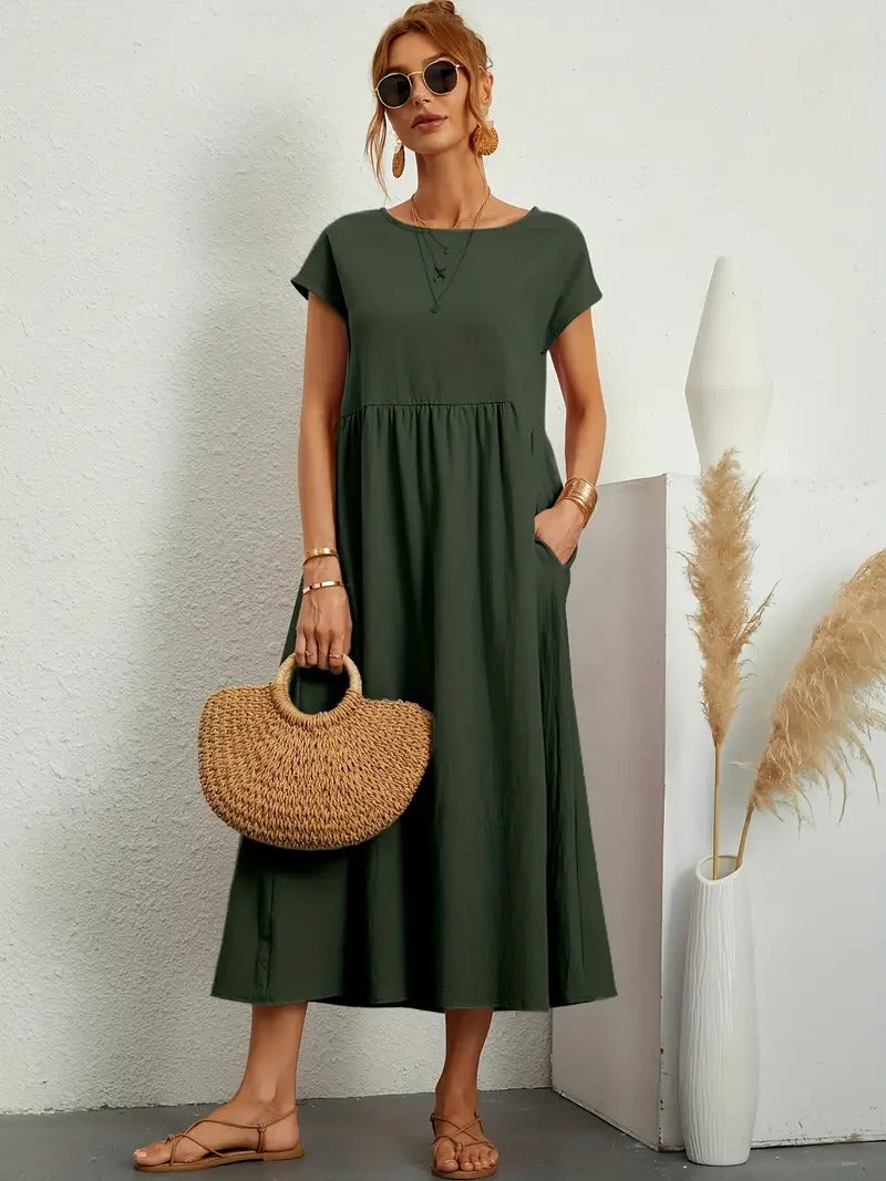 Valenzora | Sophisticated linen summer dress with practical pockets
