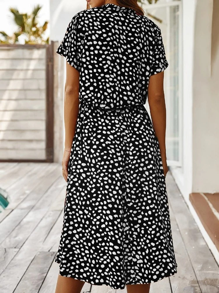 Valenzora Freizeitkleid | Kurzärmeliges Sommerkleid mit Polka Dots