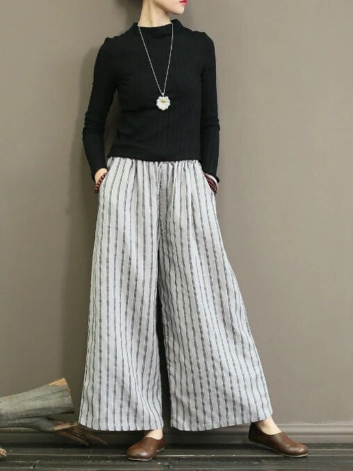 Valenzora - Striped Wide Leg Trousers