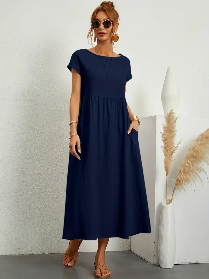 Valenzora | Sophisticated linen summer dress with practical pockets