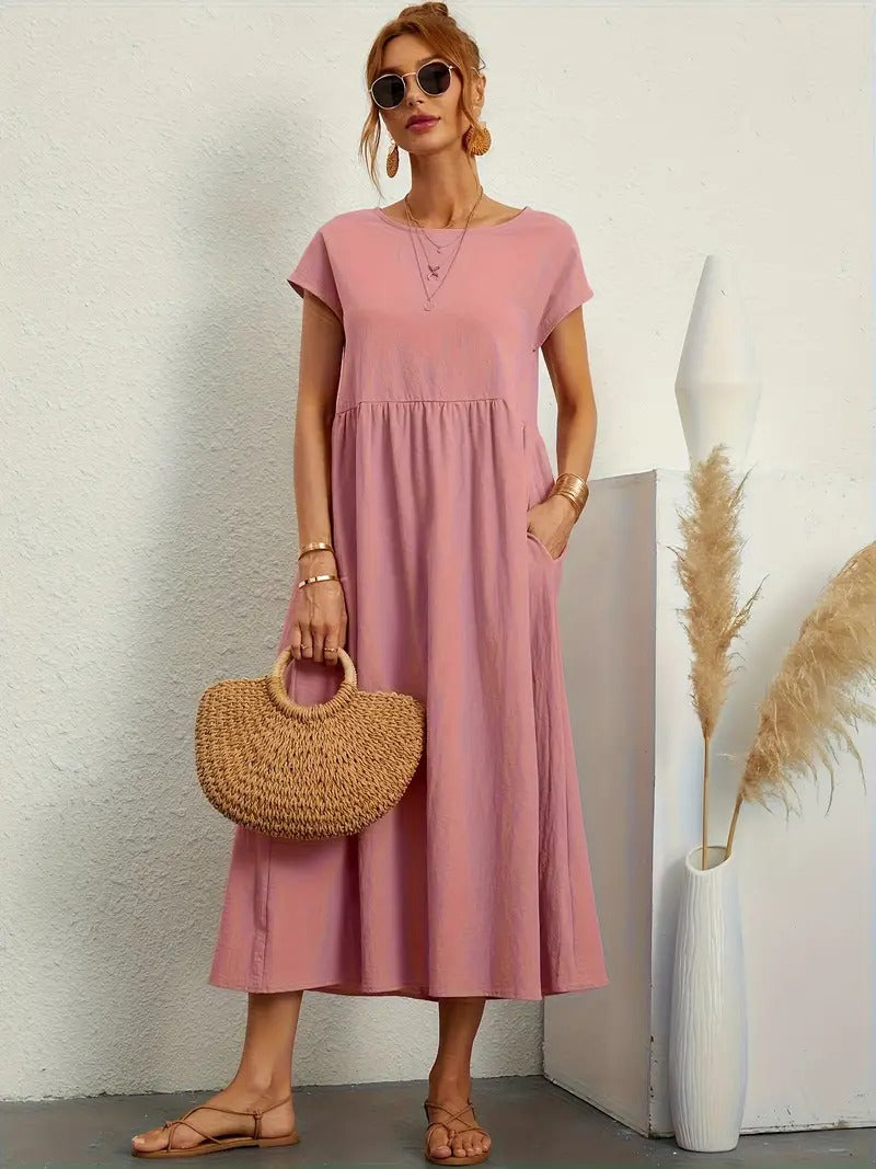 Valenzora | Sophisticated linen summer dress with practical pockets