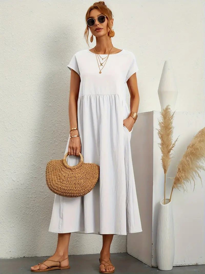 Valenzora | Sophisticated linen summer dress with practical pockets