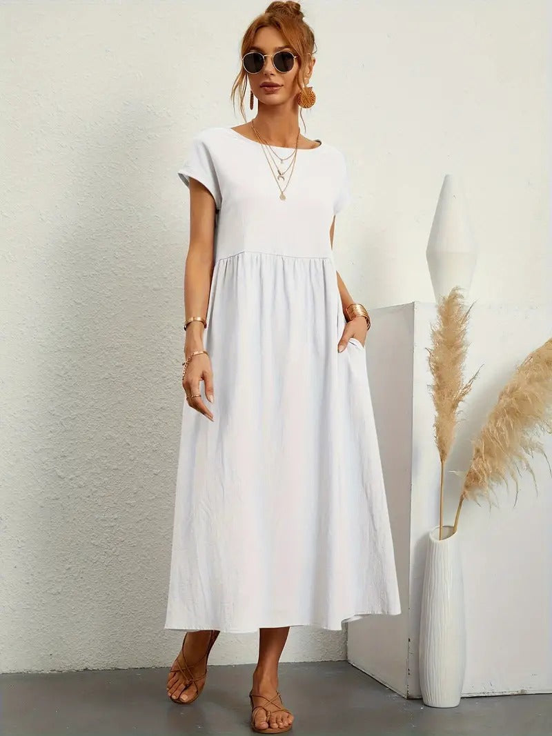 Valenzora | Sophisticated linen summer dress with practical pockets