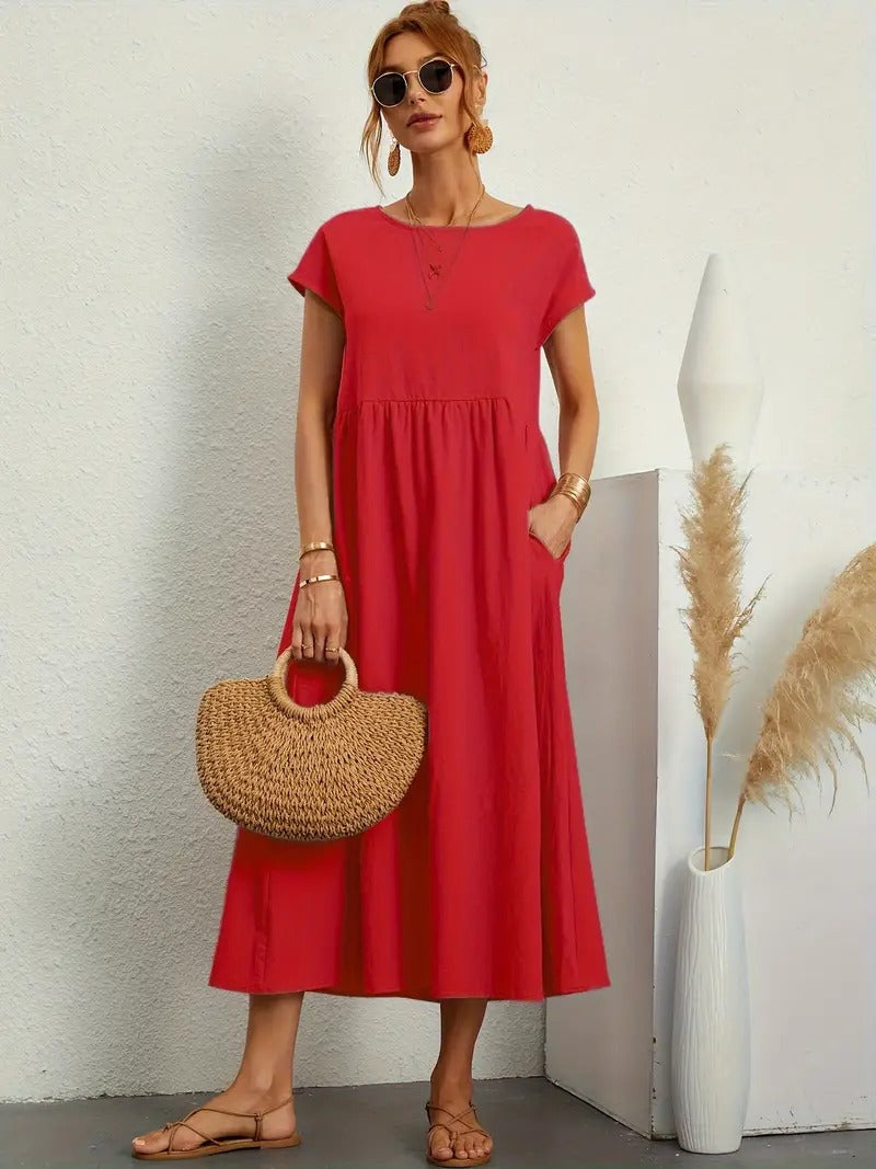 Valenzora | Sophisticated linen summer dress with practical pockets