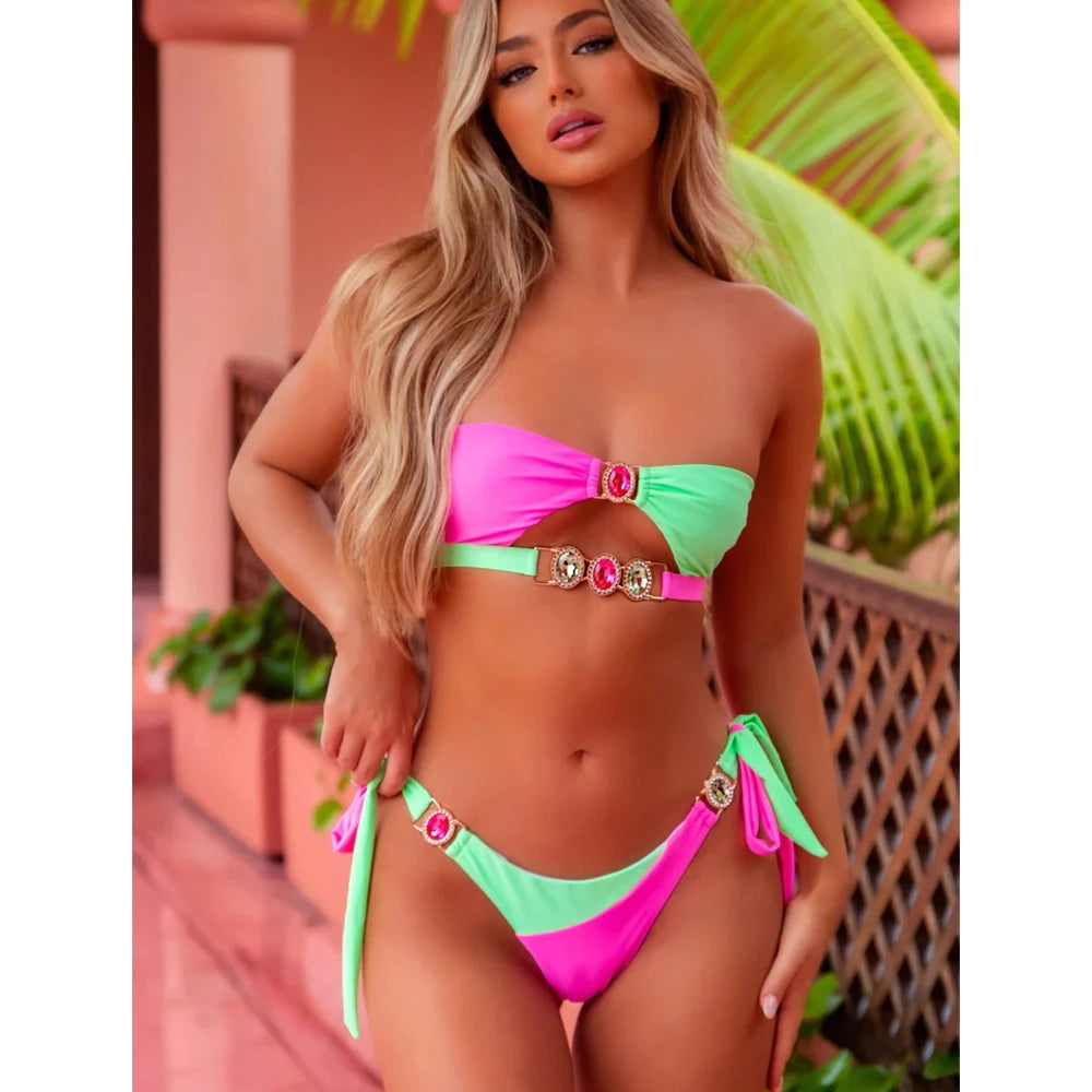 Valenzora Bikini with white crystal choker by ByVera