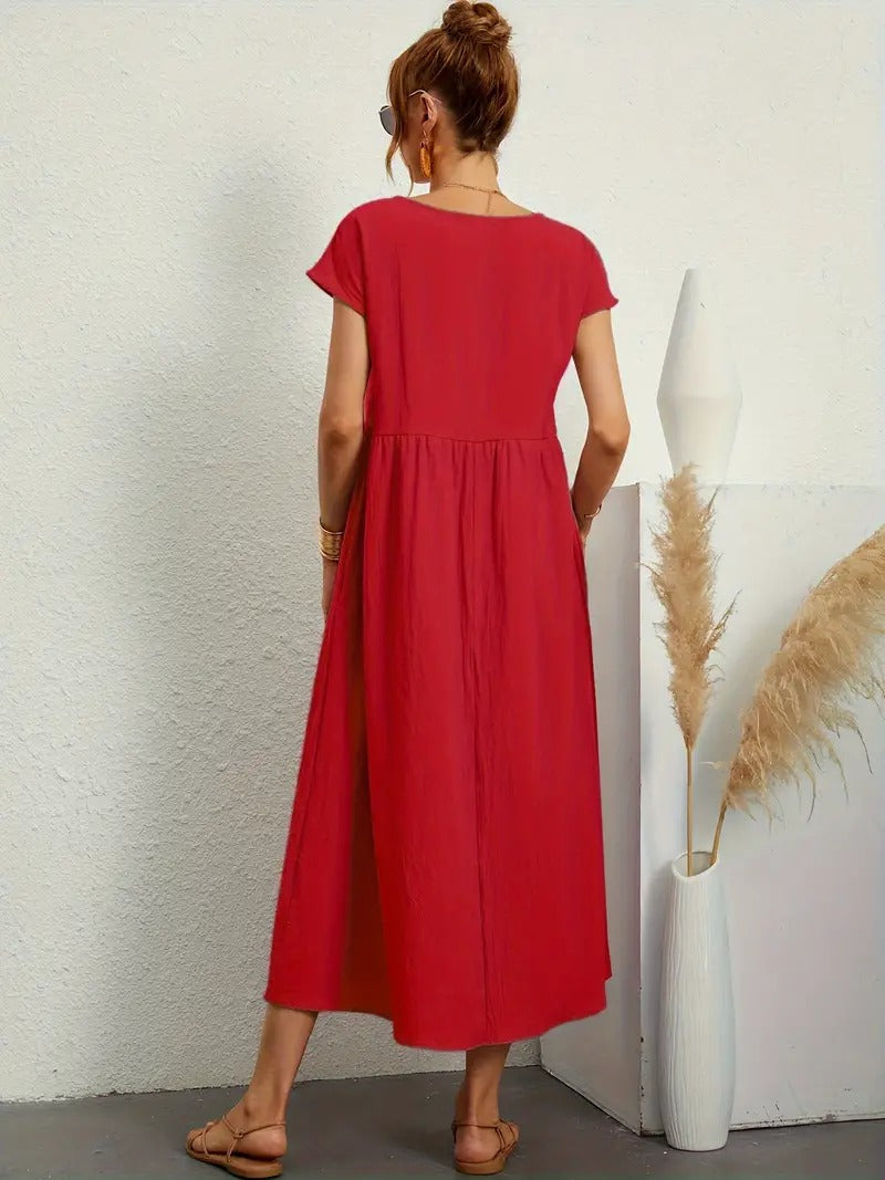 Valenzora | Sophisticated linen summer dress with practical pockets