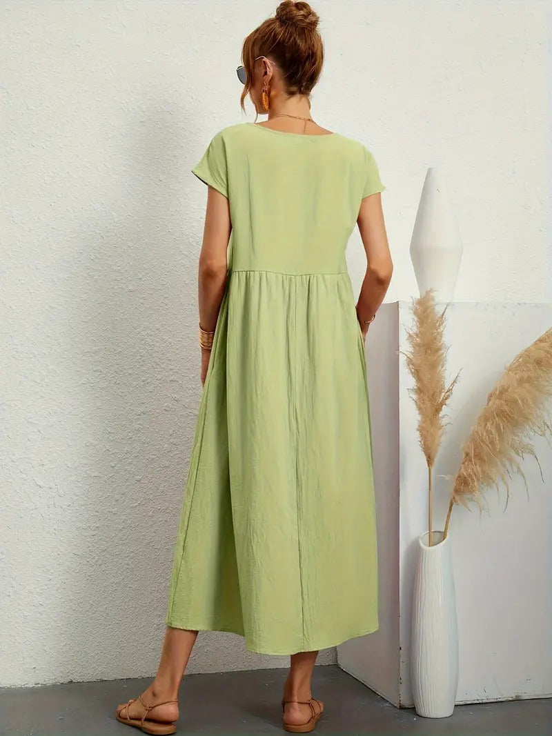 Valenzora | Sophisticated linen summer dress with practical pockets