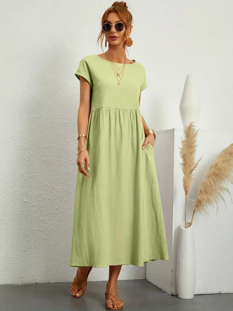 Valenzora | Sophisticated linen summer dress with practical pockets