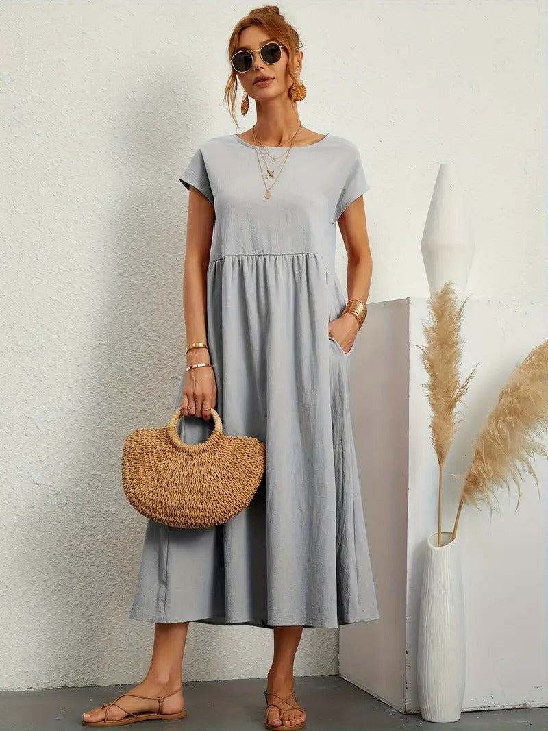 Valenzora | Sophisticated linen summer dress with practical pockets