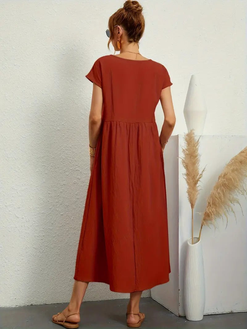 Valenzora | Sophisticated linen summer dress with practical pockets