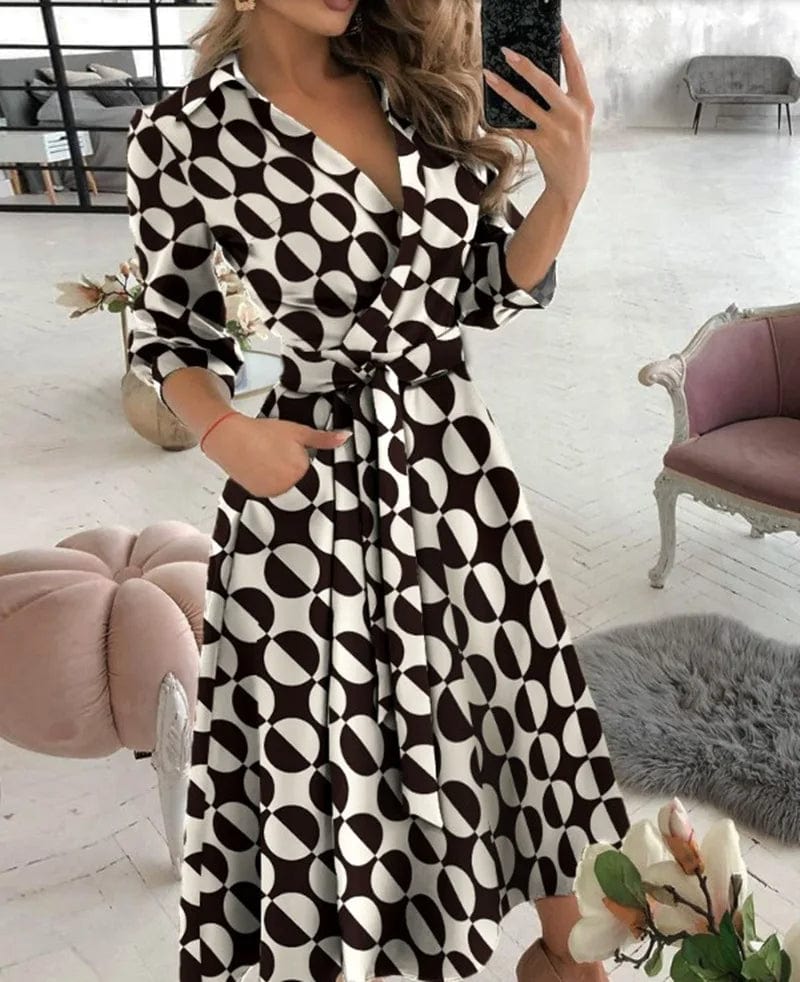 Valenzora | Elegant midi wrap dress. Perfect for formal occasions. Emilia