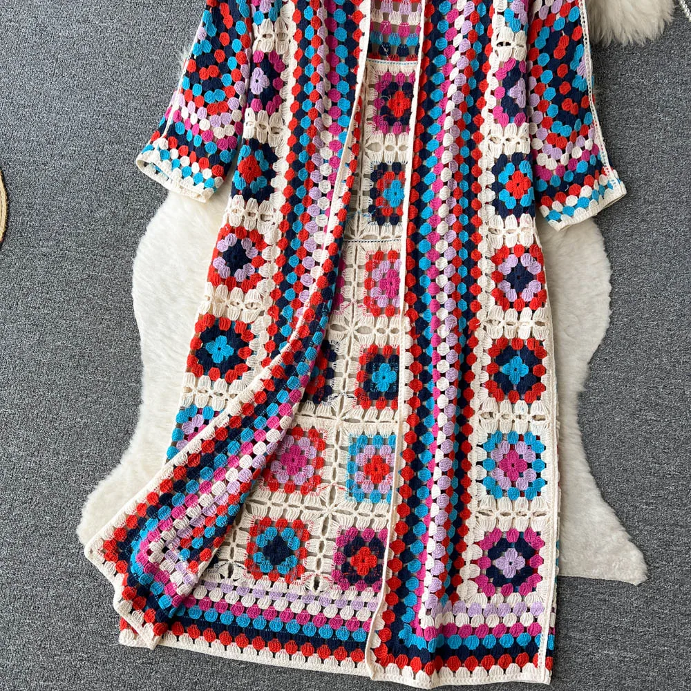 Valenzora | Crocheted Long Granny Square Cardigan