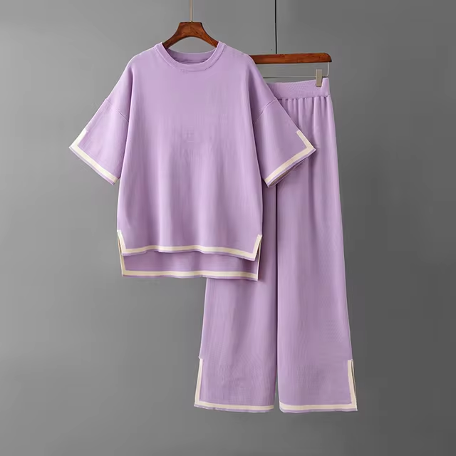 Valenzora | Elegantes kurzärmeliges zweiteiliges Set aus Eisseide