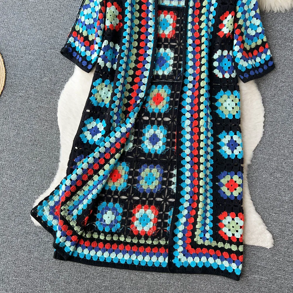 Valenzora | Crocheted Long Granny Square Cardigan
