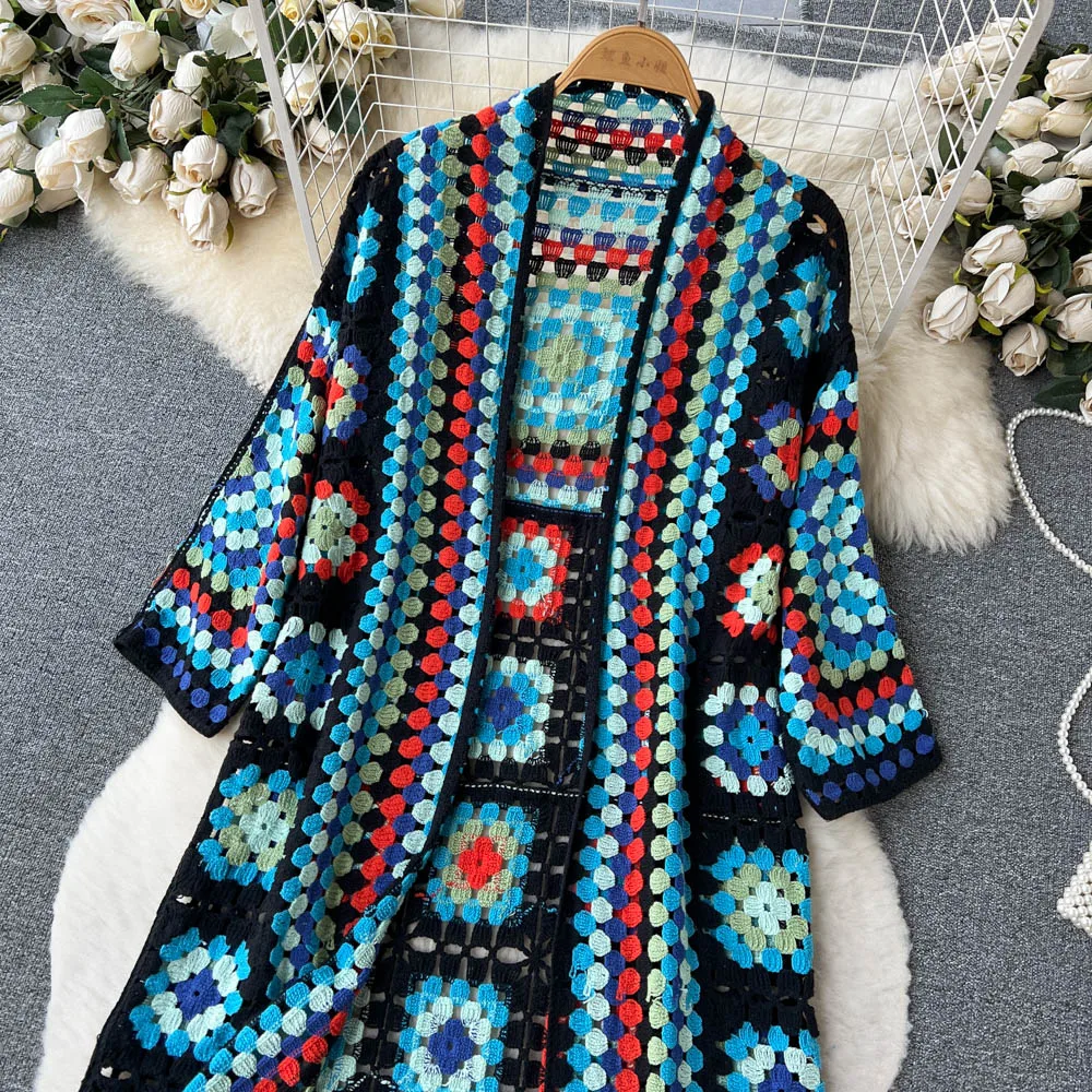 Valenzora | Crocheted Long Granny Square Cardigan