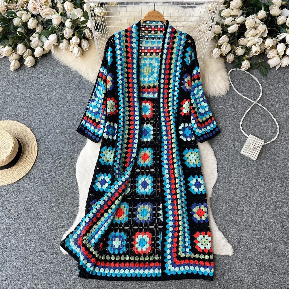 Valenzora | Crocheted Long Granny Square Cardigan