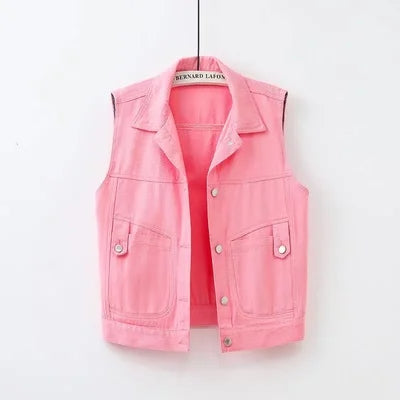 Valenzora | Casual denim vest with pocket detail