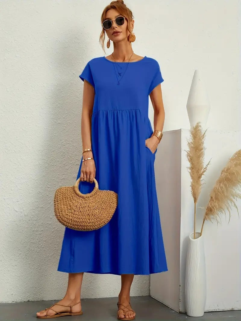 Valenzora | Sophisticated linen summer dress with practical pockets