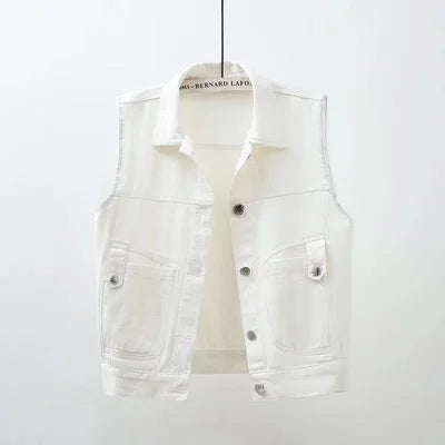 Valenzora | Casual denim vest with pocket detail