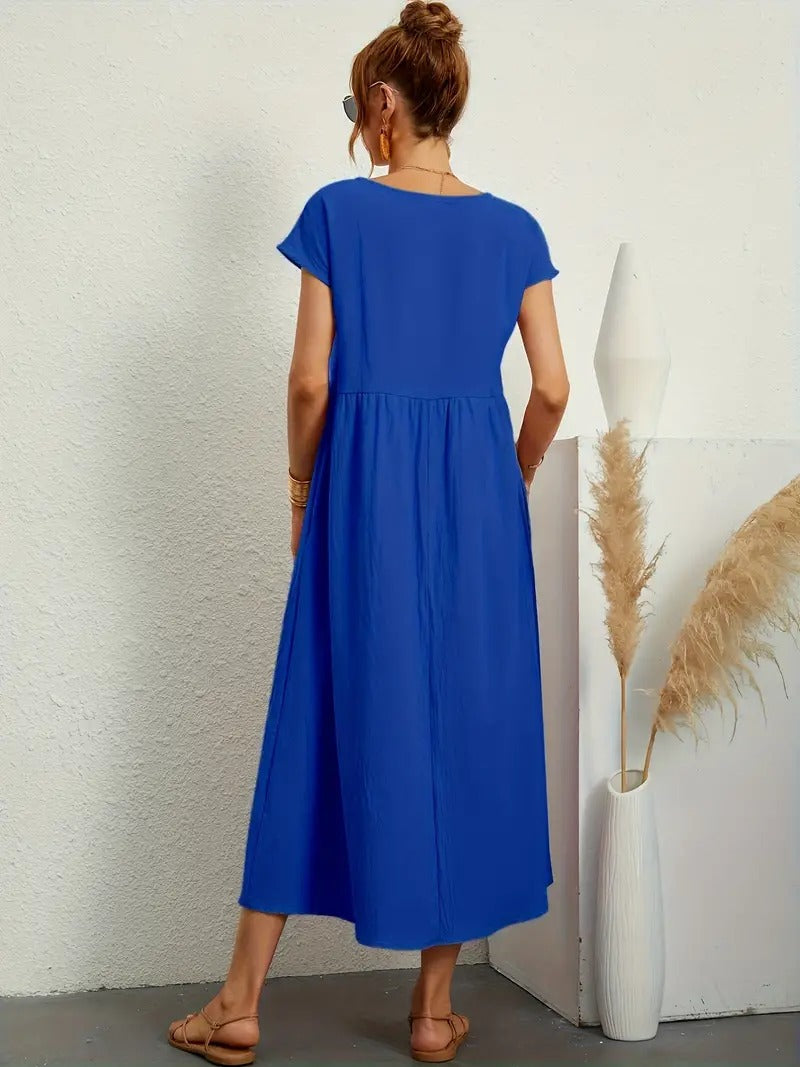 Valenzora | Sophisticated linen summer dress with practical pockets