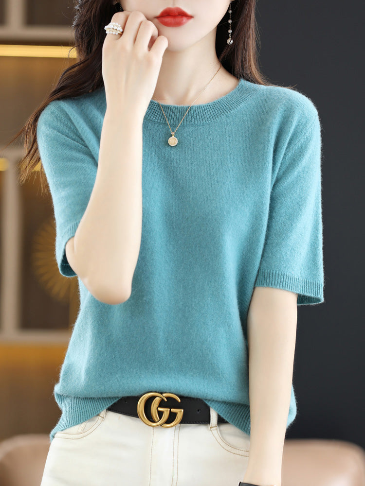 Valenzora | Soft Cashmere T-Shirt With Round Neck