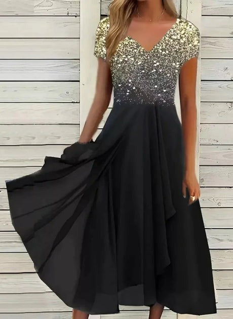 Valenzora | Bedrucktes Kleid mit fließendem Rock für Damen