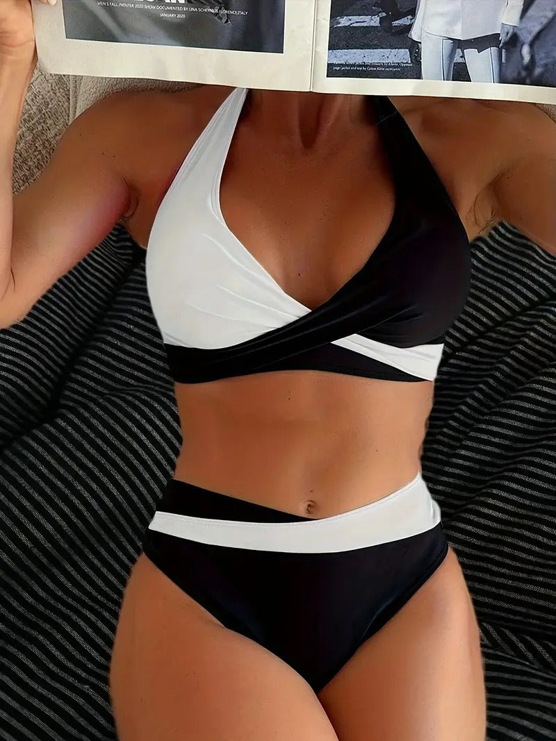 Valenzora | Colorblock halter bikini set for women