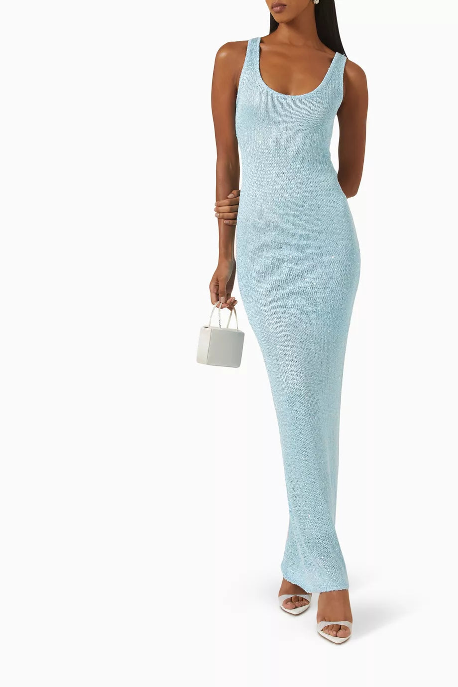 Valenzora | Sequin Detail Maxi Dress Light Blue