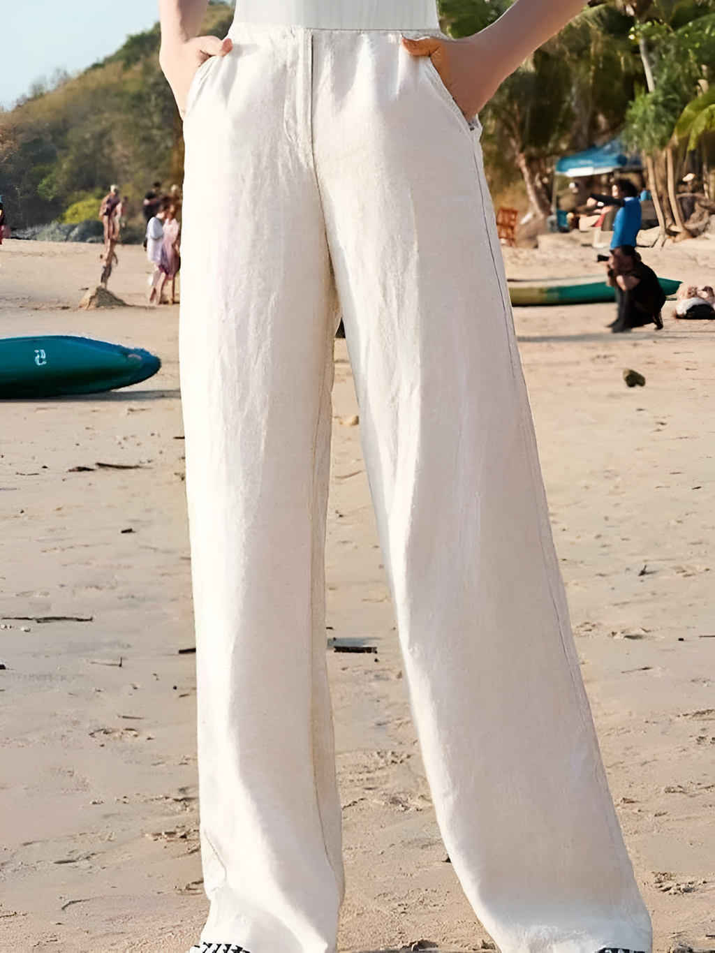 Valenzora | Women's 100% Linen Wide Leg Trousers
