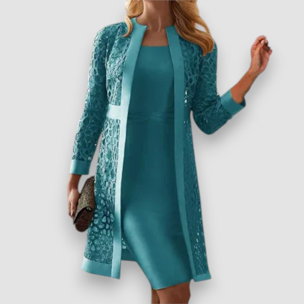 Valenzora | Elegant Two-Piece Dress with Lace Jacket for Women