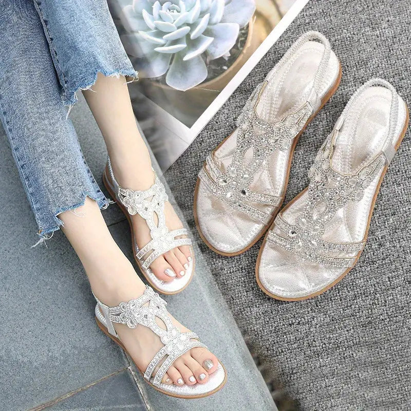 Valenzora Flat Sandals - Chic - Elastic Ankle Strap