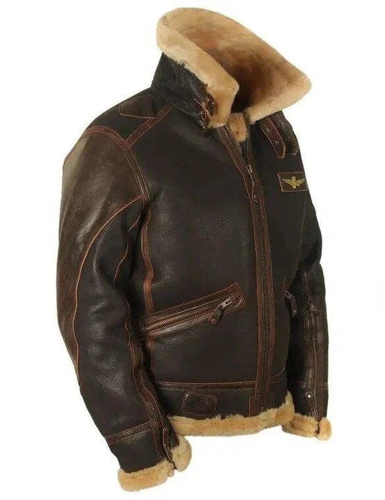 Valenzora | Vintage Charme: Schaffell Pilotenjacke