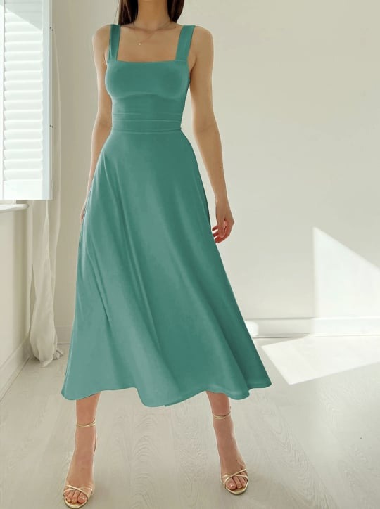 Women's midi dress with wide straps