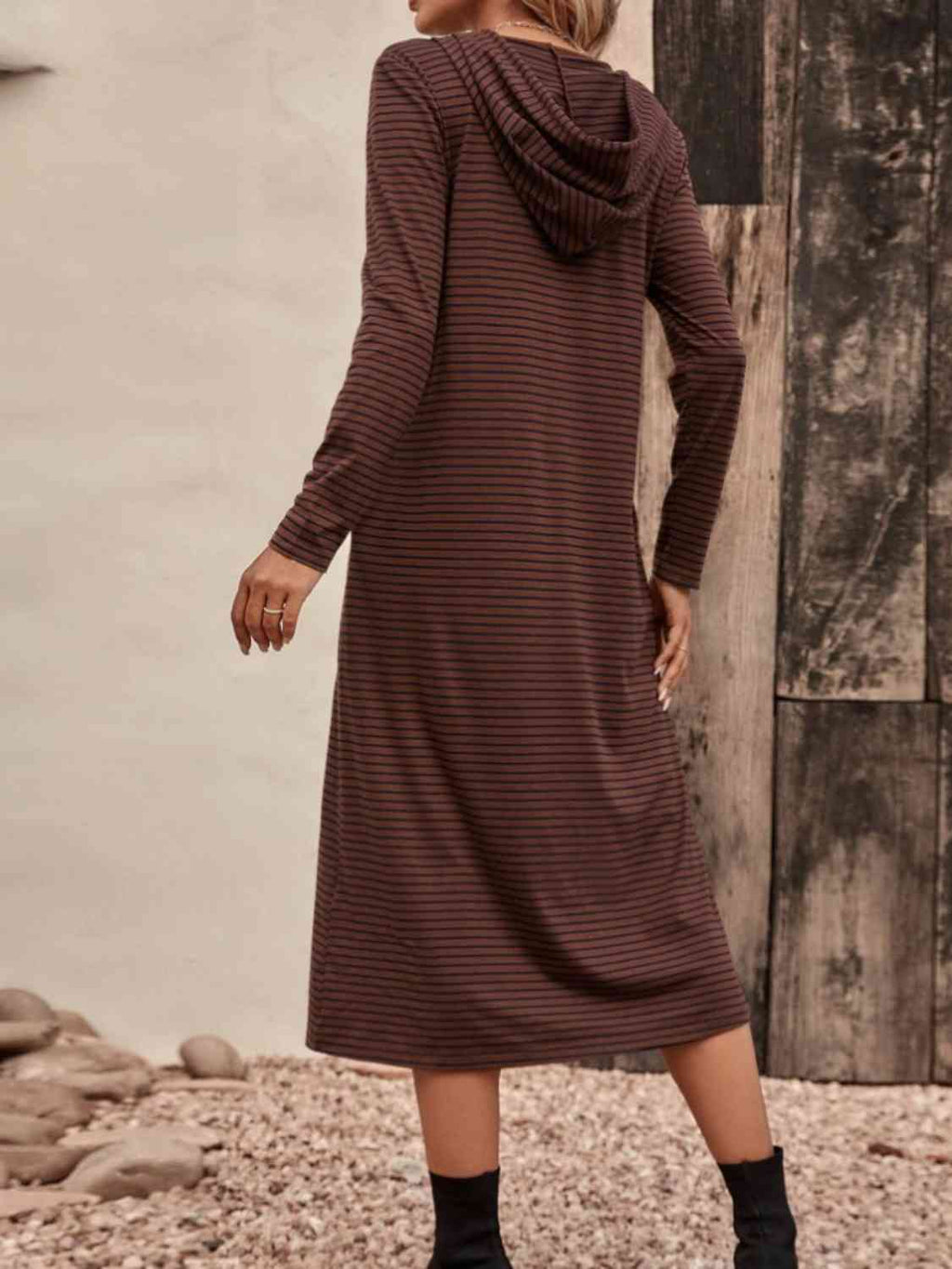 Valenzora | Striped Zip-Front Hooded Dress