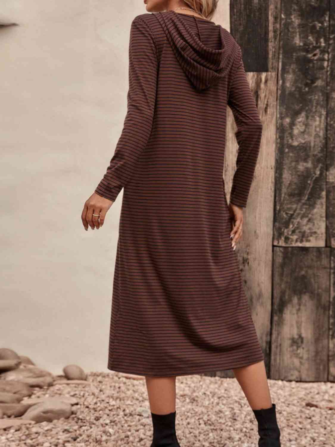 Valenzora | Striped Zip-Front Hooded Dress