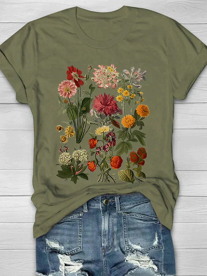 Valenzora | Vintage Blumen-T-Shirt Retro-Stil Für Lässig-Chic