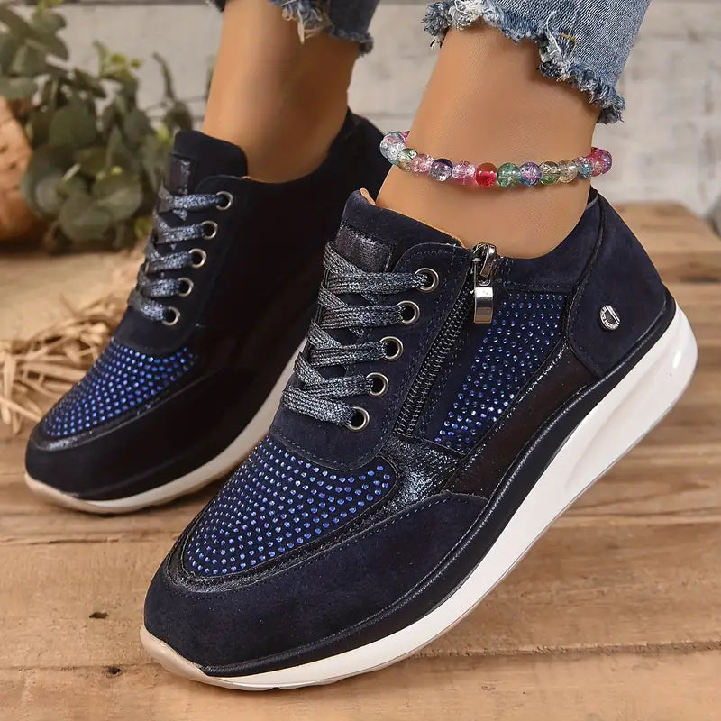 Valenzora - Shiny crystal wedge sneakers