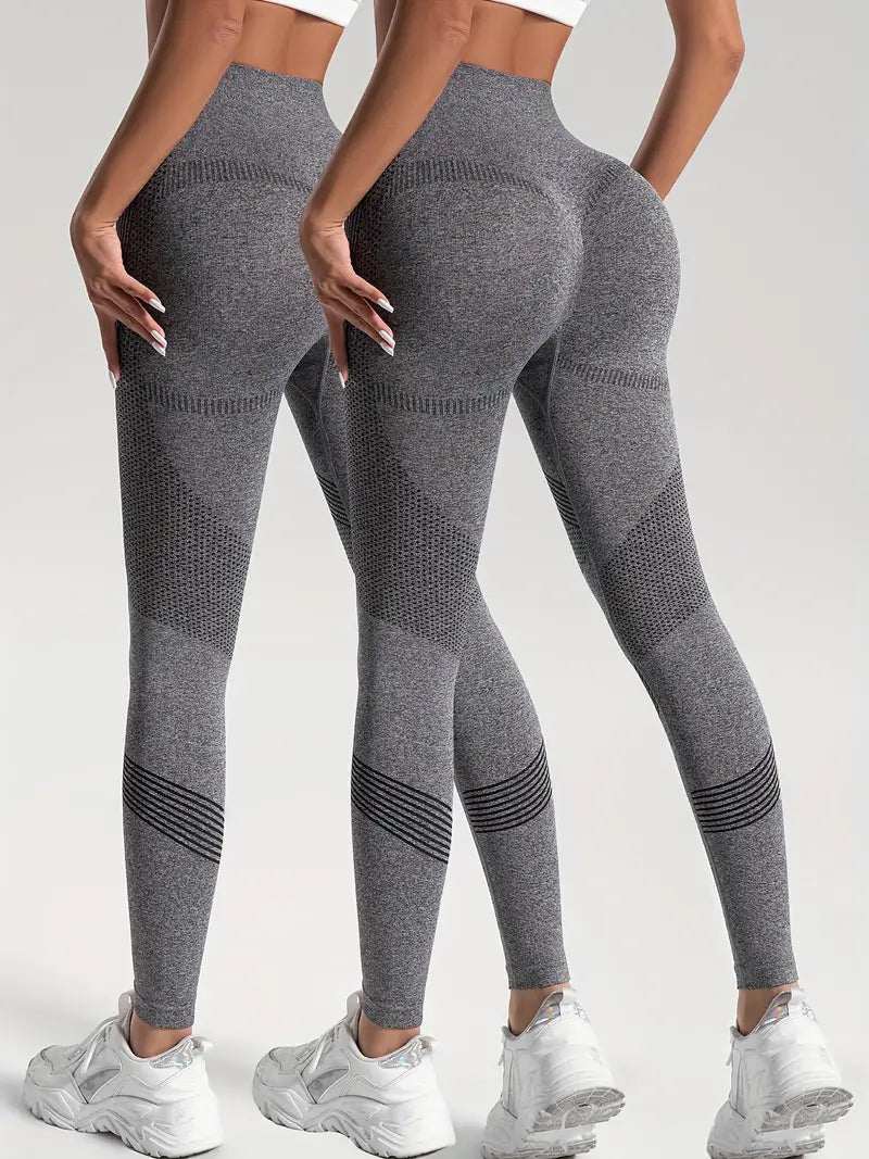 Valenzora | 2 pcs. Sports leggings for yoga and fitness. Solid color with high stretch.