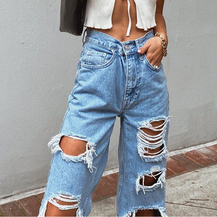 Valenzora Damenjeans mit Rissen und Waschung