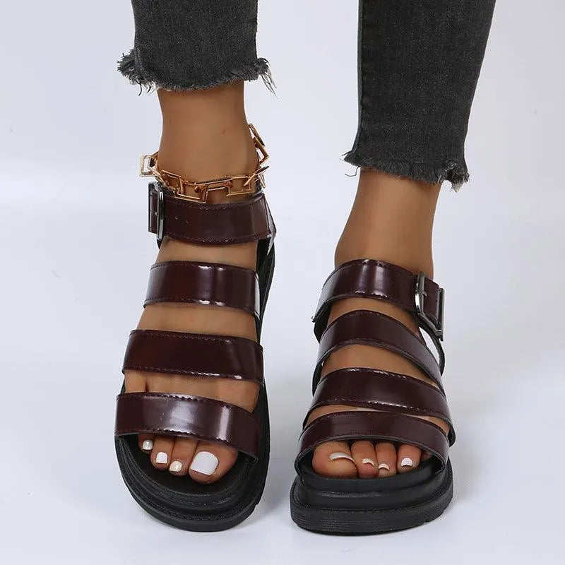 Valenzora | Sandals with buckle and platform with open toes