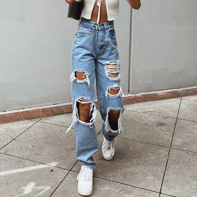 Valenzora Damenjeans mit Rissen und Waschung